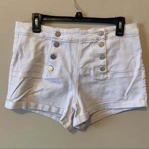 High Waisted White Double Button Up Sailor Shorts